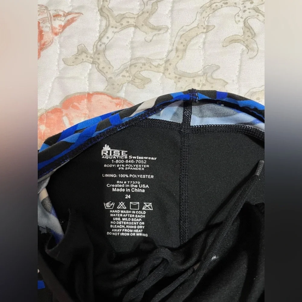 (6) Black and Blue Rase Aquatic Swimwear Shorts For Kids